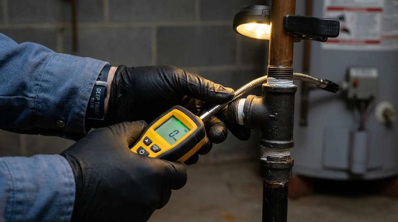 Gas leak detection with electronic sniffer by Johns Plumbing LLC in Ponder